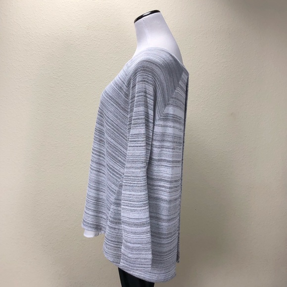 Cide Bleu Gray & White Striped Split Back Sweater - Picture 2 of 8